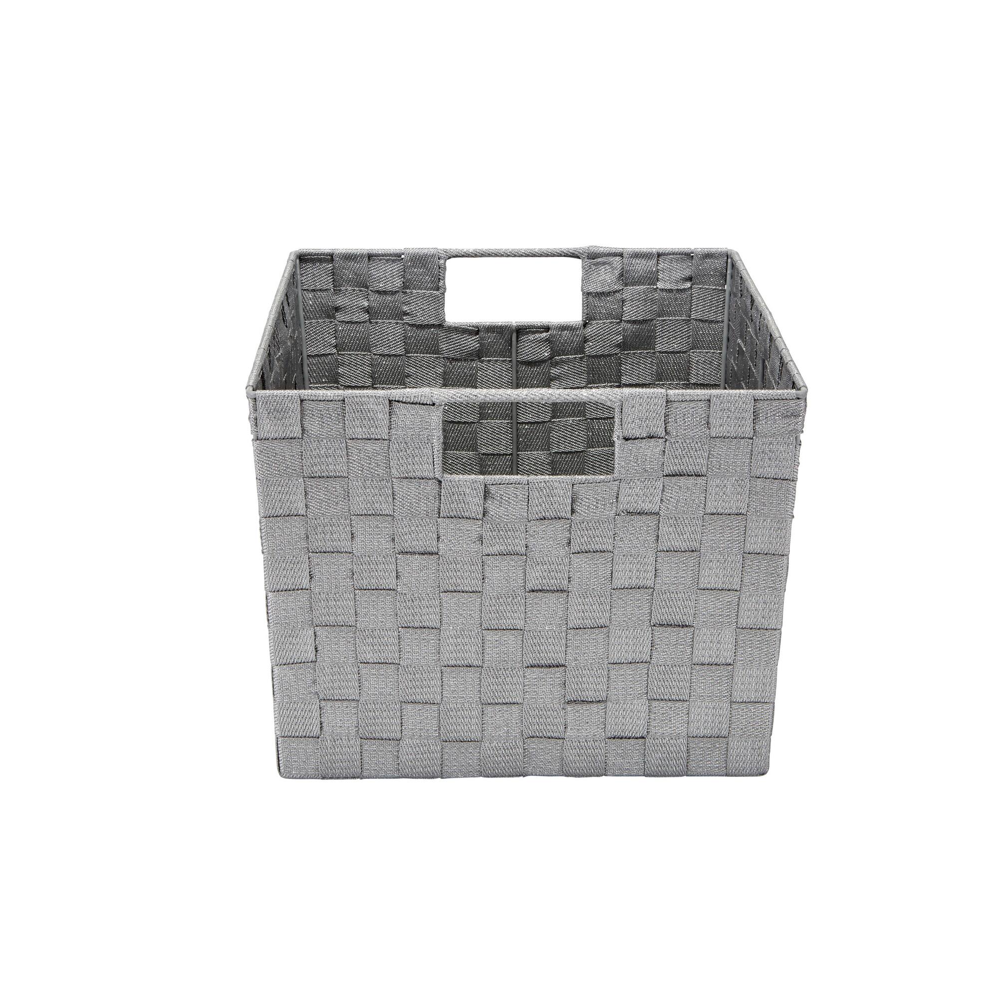 Simplify Lurex Striped Woven Storage Shelf Bin